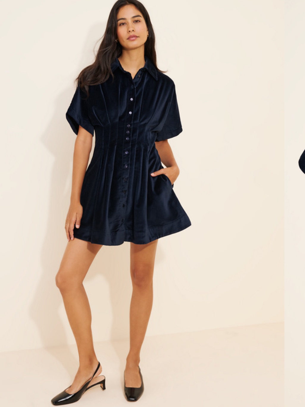 Anthropologie X Exquise Tobie Velvet Mini Dress In Deep Navy